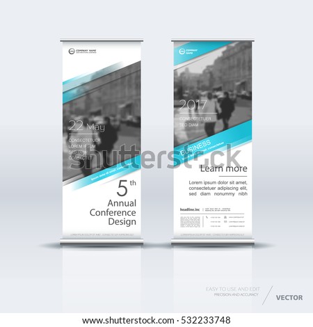 Blue roll up banner design brochure flyer vertical template, vector x-banner and street business flag-banner, cover presentation abstract geometric background vertical layout Blue roll up banner design brochure flyer vertical template, vector x-banner and street business flag-banner, cover presentation abstract geometric background vertical layout