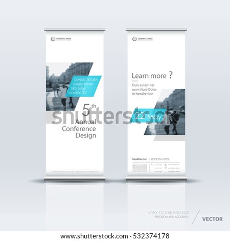 White with blue roll up banner design brochure flyer vertical template, vector x-banner and street business flag-banner, cover presentation abstract geometric background vertical layout White with blue roll up banner design brochure flyer vertical template, vector x-banner and street business flag-banner, cover presentation abstract geometric background vertical layout