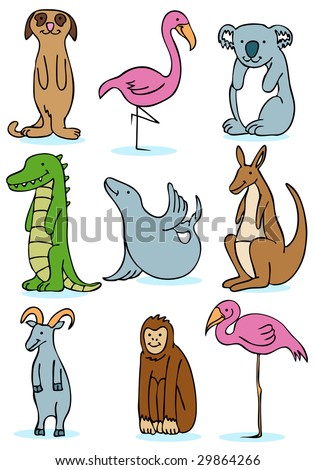 Vector Illustration Cartoon Animals Cute Doodle Stock Vector 81575698