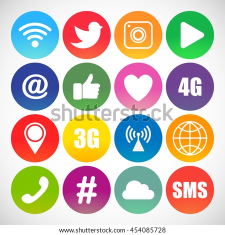 Set of social networking icons. Web design flat icons isolated on white background Set of social networking icons. Web design flat icons isolated on white background