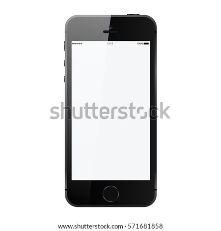 Smartphone in iphone style black color with blank touch screen isolated on white background vector illustration Smartphone in iphone style black color with blank touch screen isolated on white background vector illustration