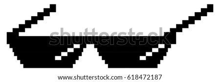 Pixel sunglasses. Flat design style. Sunglasses silhouette. Simple icon. Modern flat icon in stylish colors Pixel sunglasses. Flat design style. Sunglasses silhouette. Simple icon. Modern flat icon in stylish colors