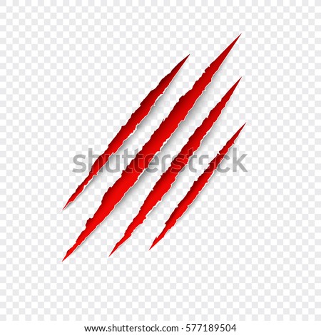 Scratches isolated on transparent background. Vector red scratch set. Claws scratching animal (cat, tiger, lion, bear) vector illustration. Scratches isolated on transparent background. Vector red scratch set. Claws scratching animal (cat, tiger, lion, bear) vector illustration.