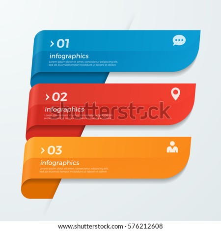 Infographic template with ribbons banners arrows 3 options for presentations, advertising, layouts, annual reports, web design. Infographic template with ribbons banners arrows 3 options for presentations, advertising, layouts, annual reports, web design.