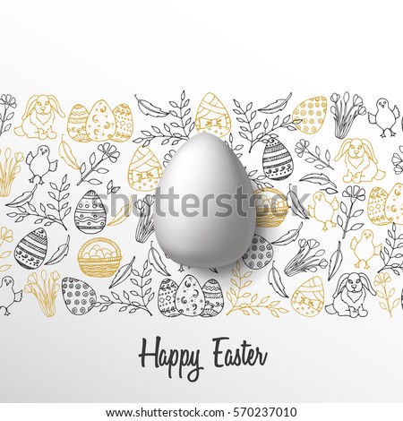 Vintage Easter background with golden and black hand-drawn symbols and egg. Lettering, sketch. Vector Vintage Easter background with golden and black hand-drawn symbols and egg. Lettering, sketch. Vector