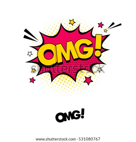 Comic speech bubble with expression text OMG. Vector bright dynamic cartoon illustration in retro pop art style isolated on white background. Comic speech bubble with expression text OMG. Vector bright dynamic cartoon illustration in retro pop art style isolated on white background.