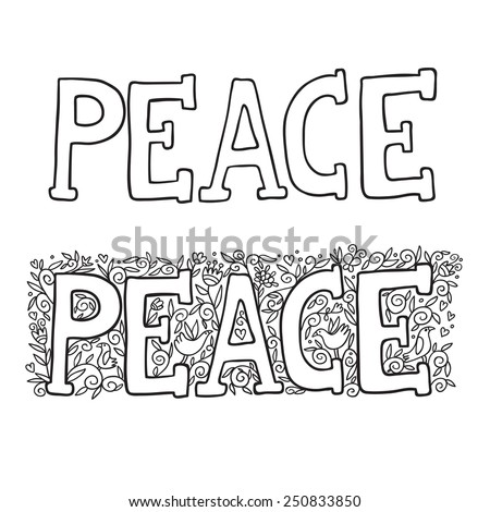 Word Peace Outline. - Stock Vector