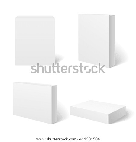 White blank cardboard package box in different positions. Vector template. Cardboard box template, box package, box container illustration - stock vector White blank cardboard package box in different positions. Vector template. Cardboard box template, box package, box container illustration - stock vector