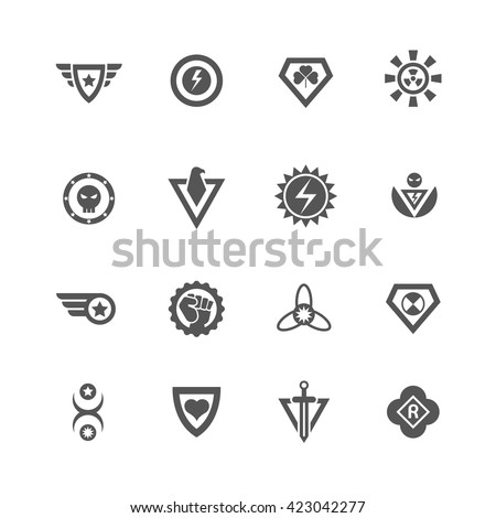 Superheroes vector badges. Protect and power superhero logo templates - stock vector Superheroes vector badges. Protect and power superhero logo templates - stock vector