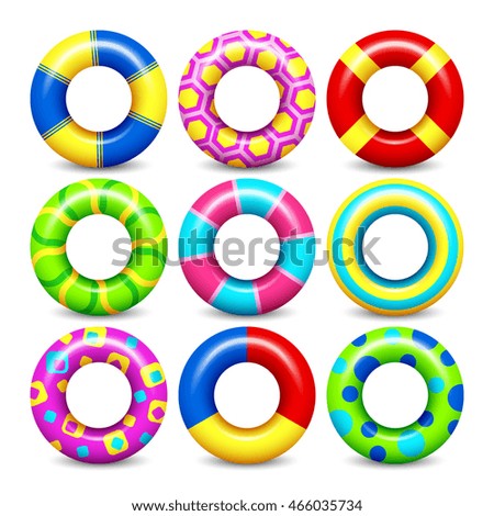 Colorful swim rings vector set Colorful swim rings vector set
