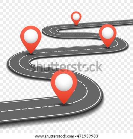 Car road, street, highway business roadmap infographics design. Way and direction plan with red pins sign. Vector illustration Car road, street, highway business roadmap infographics design. Way and direction plan with red pins sign. Vector illustration