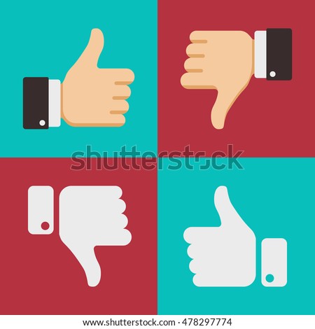 Thumbs up like dislike icons for social network web app like. Symbol hand with thumb up. Vector illustration Thumbs up like dislike icons for social network web app like. Symbol hand with thumb up. Vector illustration