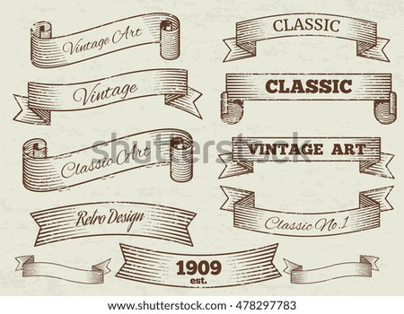 Vector vintage labels and banners collection. Classic art ribbon illustration Vector vintage labels and banners collection. Classic art ribbon illustration
