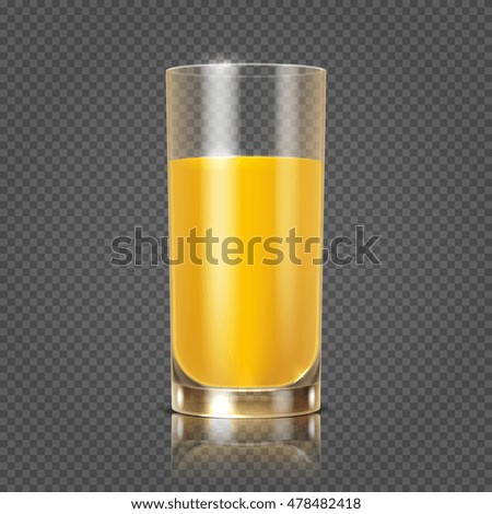 Orange juice in glass vector illustration. Useful drink in glossy tableware Orange juice in glass vector illustration. Useful drink in glossy tableware