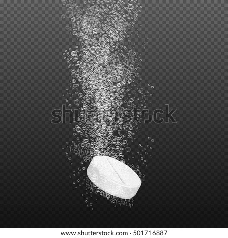 Soluble drug with fizzy trace isolated on transparent background vector illustration. Vitamin in water effervescent Soluble drug with fizzy trace isolated on transparent background vector illustration. Vitamin in water effervescent
