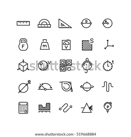 Measure, precision measurement vector thin line icons Measure, precision measurement vector thin line icons