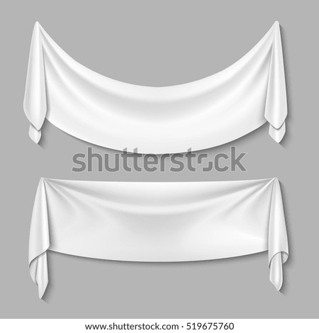 Wrinkled textile drape fabric vector empty white banners set Wrinkled textile drape fabric vector empty white banners set