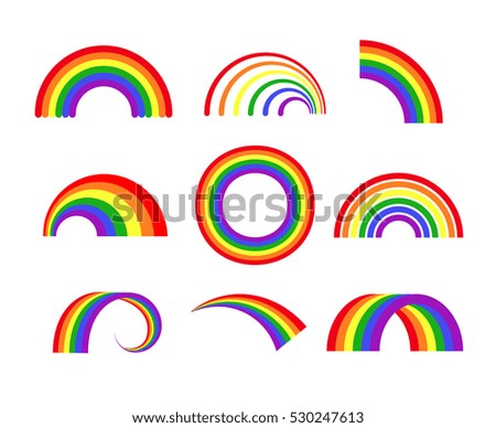 Set of vector rainbows white background Set of vector rainbows white background