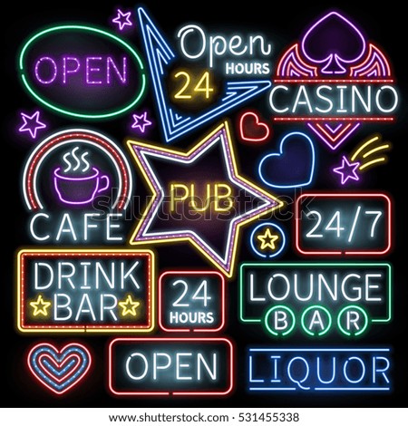 Neon bar illumination vector signs Neon bar illumination vector signs