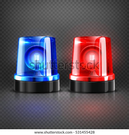 Realistic police ambulance flashing red and blue sirens isolated vector illustration Realistic police ambulance flashing red and blue sirens isolated vector illustration