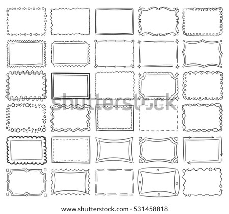 Simple doodle, sketch square vector frames Simple doodle, sketch square vector frames
