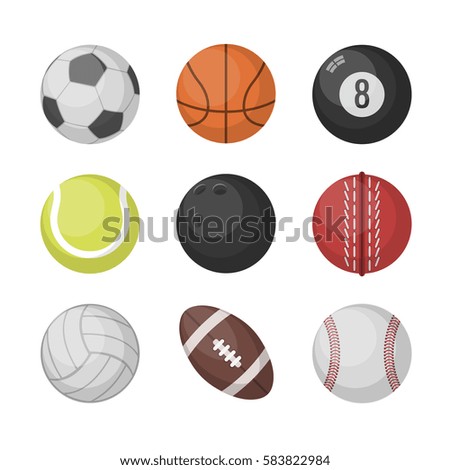 Sports balls vector set. basketball, soccer, tennis, football, baseball, bowling, golf, volleyball Sports balls vector set. basketball, soccer, tennis, football, baseball, bowling, golf, volleyball