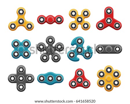Hand spinner toys flat vector icons Hand spinner toys flat vector icons