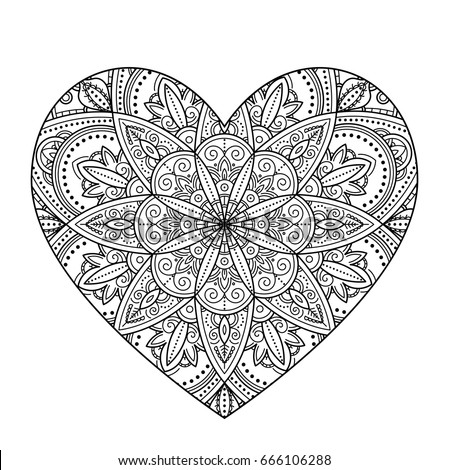 Handdrawn Heart Henna Mehndi Paisley Doodle Stock Vector ...