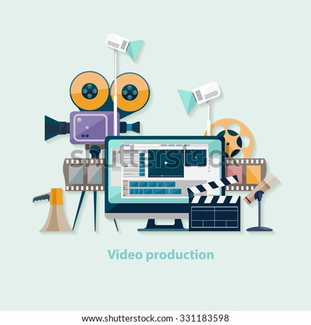 Video production. Flat design. - stock vector Video production. Flat design. - stock vector