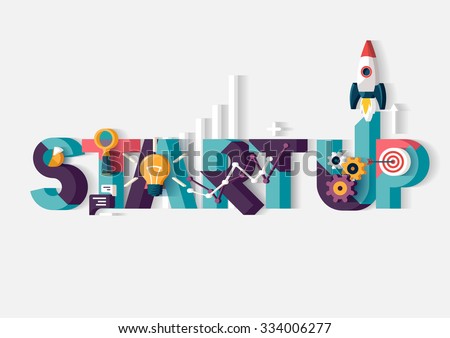 Start up concept. Typographic poster. - stock vector Start up concept. Typographic poster. - stock vector