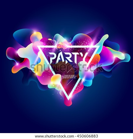Poster for party. Plastic colorful shapes. Poster for party. Plastic colorful shapes.