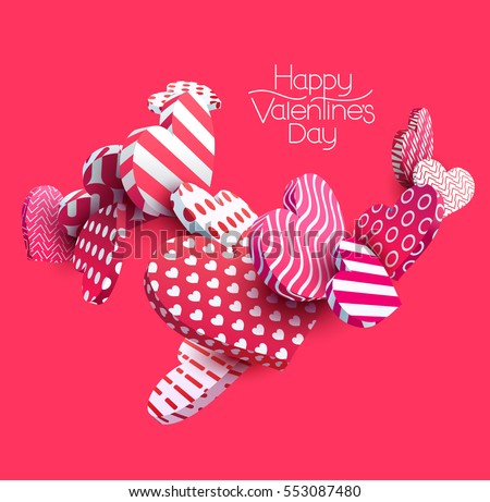 3d red hearts. Abstract vector illustration. 3d red hearts. Abstract vector illustration.