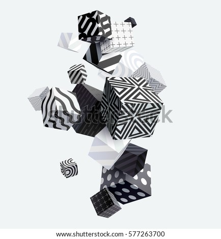 3D decorative cubes. Abstract vector illustration. 3D decorative cubes. Abstract vector illustration.