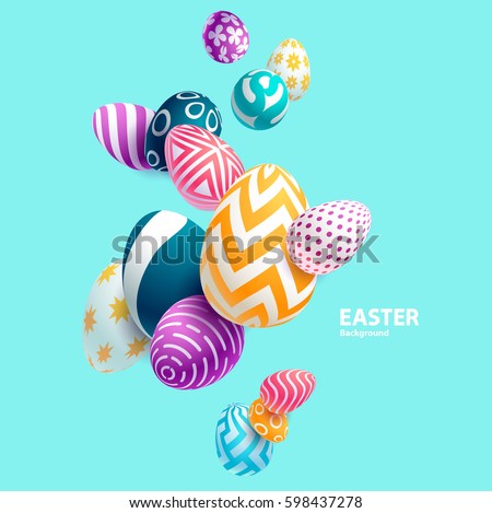 Composition of 3D Easter eggs. Holiday background. Composition of 3D Easter eggs. Holiday background.