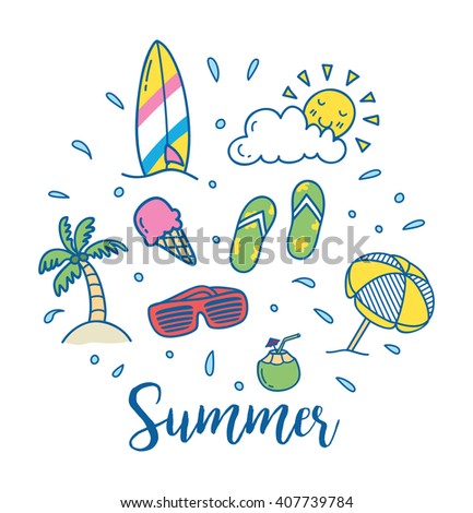 Summer related object in doodle style. Summer vector icon - stock vector Summer related object in doodle style. Summer vector icon - stock vector