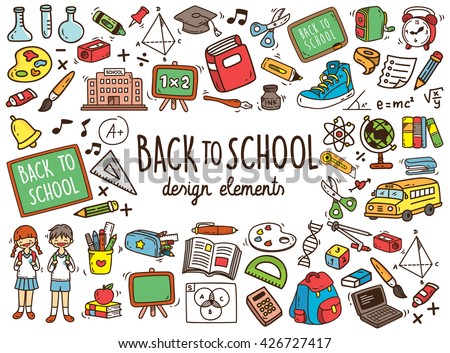 Back to school doodle elements - stock vector Back to school doodle elements - stock vector