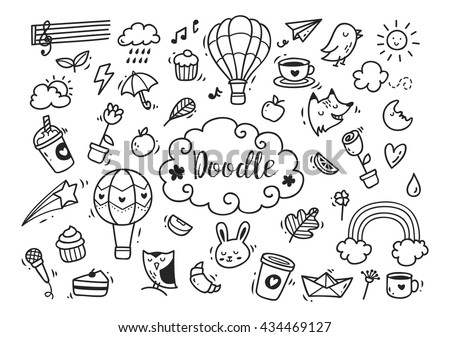 Set of cute hand drawn doodle Set of cute hand drawn doodle