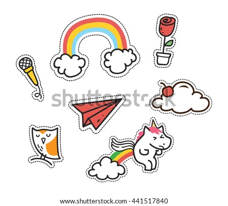 set of cute patch isolated on white background - stock vector set of cute patch isolated on white background - stock vector