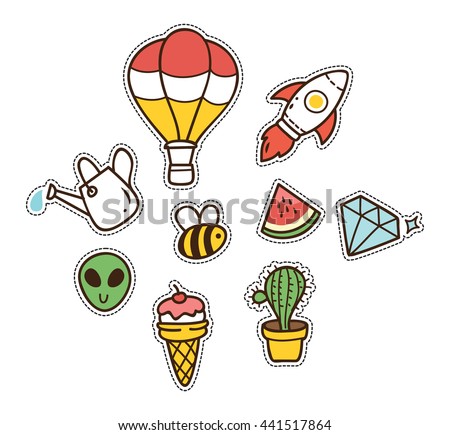 set of cute patch isolated on white background - stock vector set of cute patch isolated on white background - stock vector