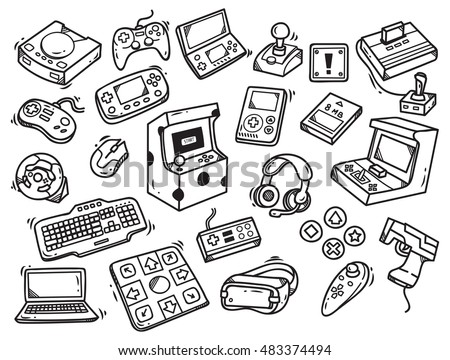 Set of video game doodle Set of video game doodle