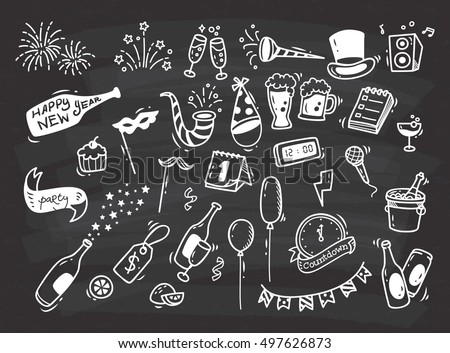 Set of New Year doodle