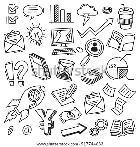 Set of business doodle Set of business doodle