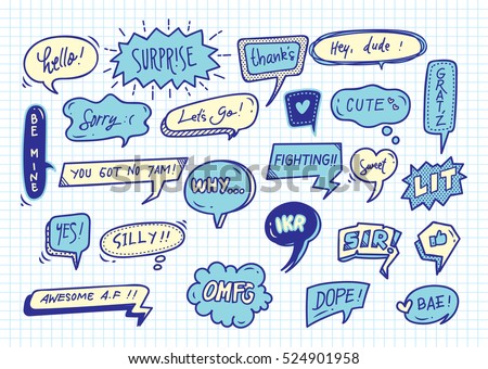 Cute speech bubble doodle set Cute speech bubble doodle set
