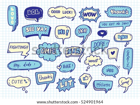 Cute speech bubble doodle set Cute speech bubble doodle set