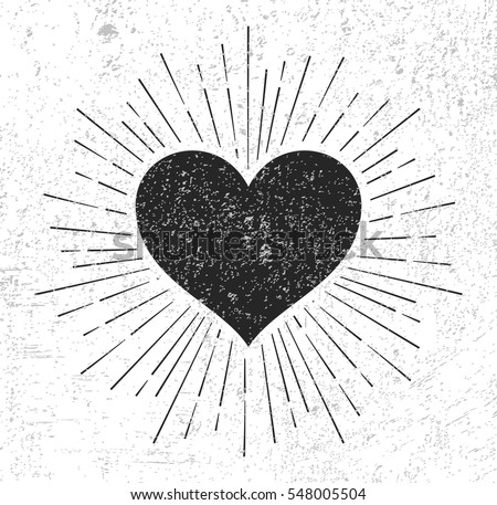Heart symbol with sunburst on grunge background Heart symbol with sunburst on grunge background