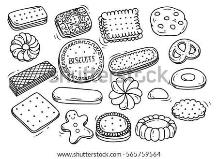 Set of biscuit doodle isolated on white background Set of biscuit doodle isolated on white background