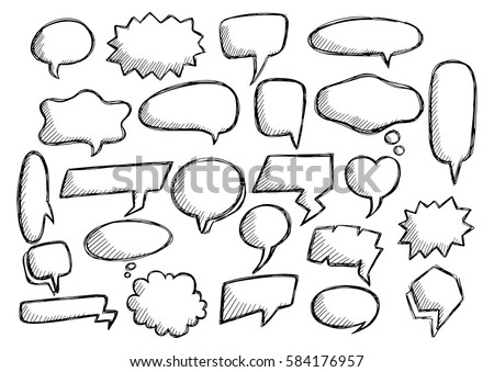 Cute speech bubble doodle set Cute speech bubble doodle set