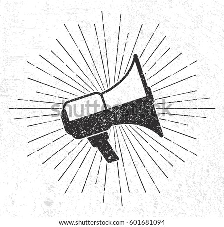 Vintage megaphone with sunburst on grunge background Vintage megaphone with sunburst on grunge background