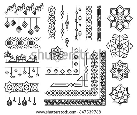 Islamic border and design element in doodle style Islamic border and design element in doodle style