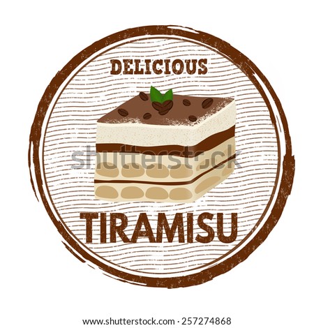 rubber on  grunge vector vector  tiramisu background, white  illustration Tiramisu stamp